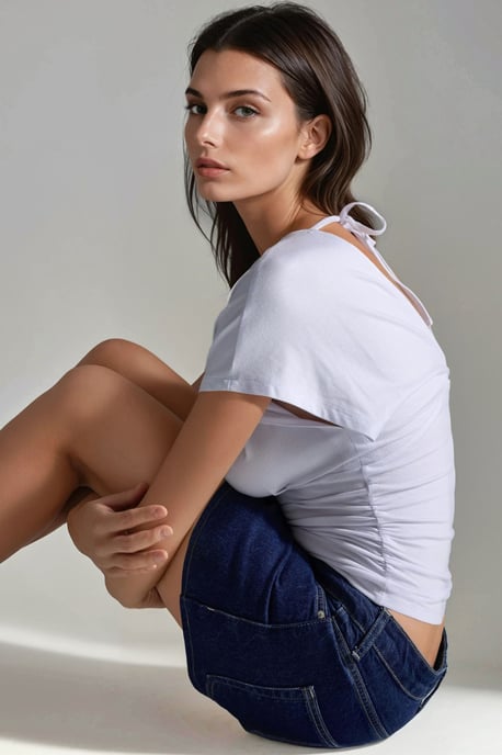 Gerimpelde V-hals T-shirt - Image 4