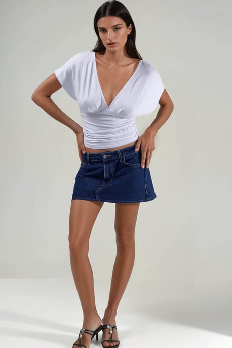 Gerimpelde V-hals T-shirt - Image 5