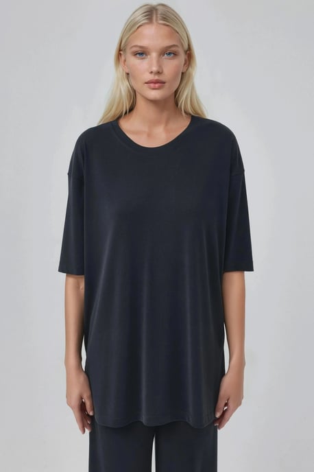 T-shirt met korte mouwen en slitsdetails op de ronde hals - Image 6