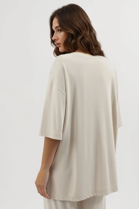 T-shirt met Splitdetails en Ronde Hals en Korte Mouwen - Image 3