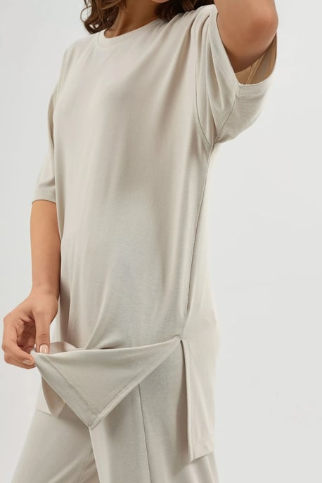 T-shirt met Splitdetails en Ronde Hals en Korte Mouwen - Image 5