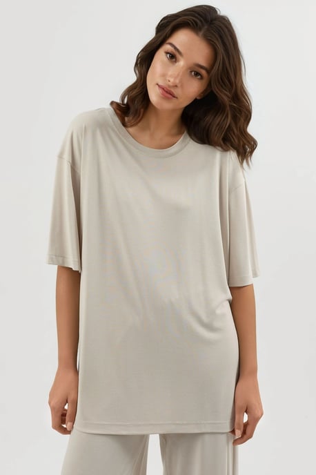 T-shirt met Splitdetails en Ronde Hals en Korte Mouwen - Image 6