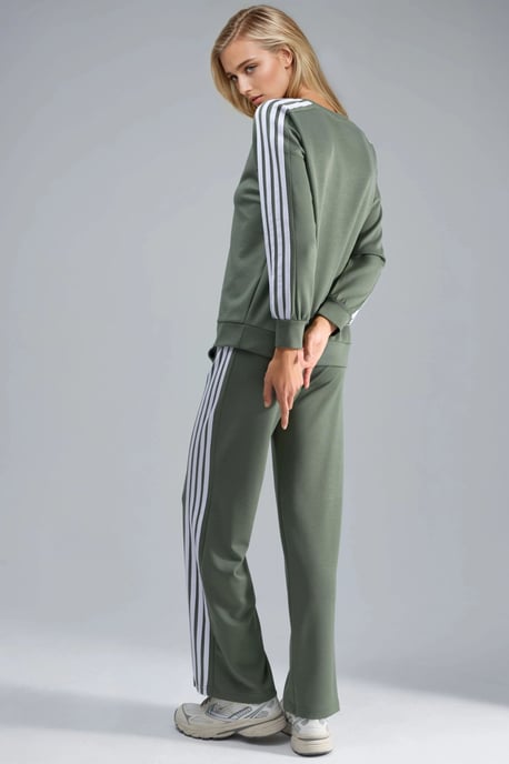 Gestreepte Sweatshirt met Ronde Hals & Rechte Broek Set - Image 3