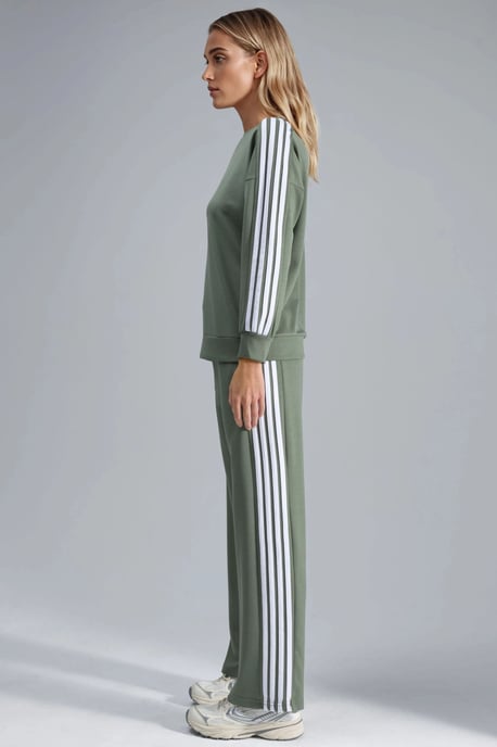Gestreepte Sweatshirt met Ronde Hals & Rechte Broek Set - Image 5