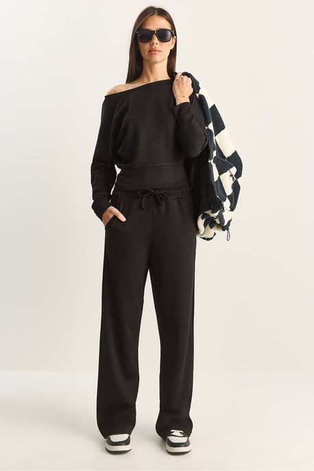 Asymmetrische Kraag Gebreide Hoge Taille Twee-Delige Set - Image 2