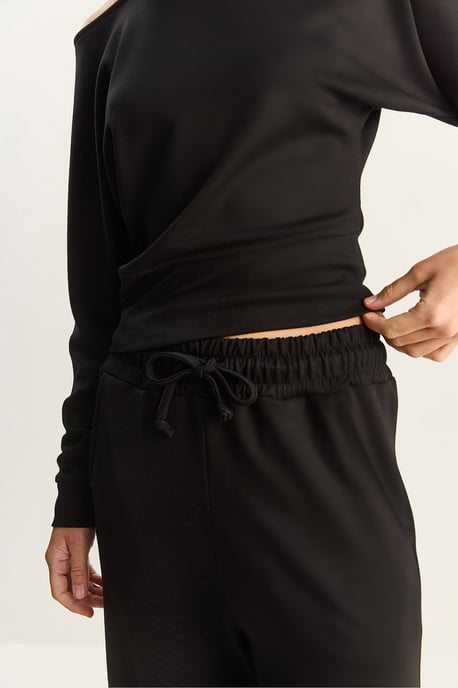 Asymmetrische Kraag Gebreide Hoge Taille Twee-Delige Set - Image 6