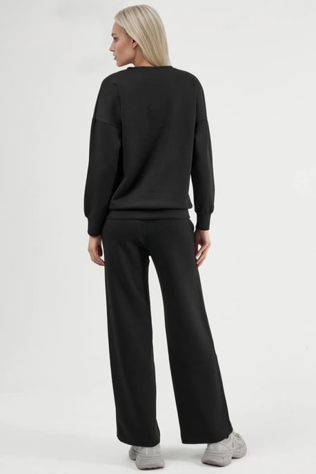 Modal Touch Trui met Ronde Hals & Wijde Pantalon Twee-Delige Set - Image 3