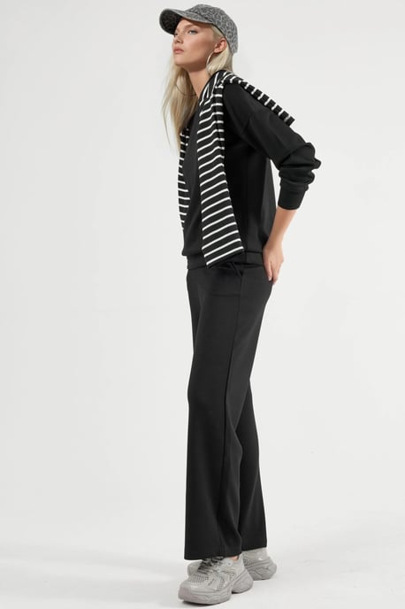 Modal Touch Trui met Ronde Hals & Wijde Pantalon Twee-Delige Set - Image 4