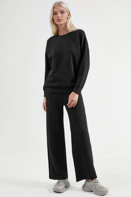 Modal Touch Trui met Ronde Hals & Wijde Pantalon Twee-Delige Set - Image 6