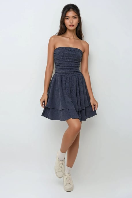 Strapless Textured Ruffle Minijurk - Image 4