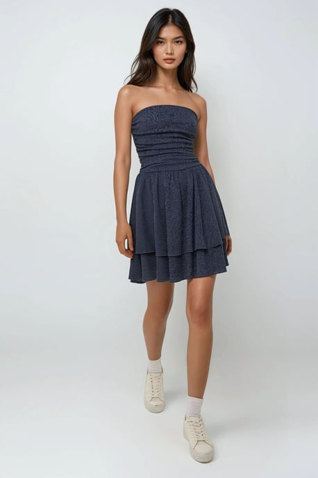 Strapless Textured Ruffle Minijurk - Image 6