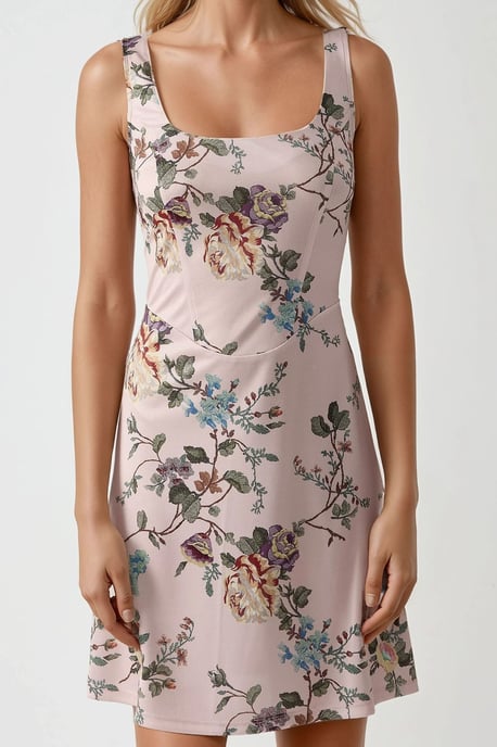 Bodycon Mini Jurk met Vierkante Kraag en Bloemenprint - Image 3