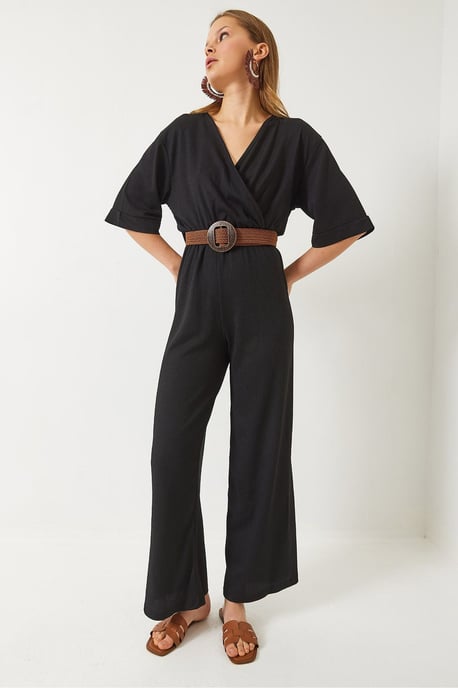 V-hals Wijde Pijpen Jumpsuit met Strik - Image 2