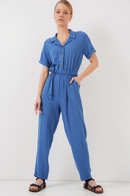 Shirtkraag Relaxed Fit Jumpsuit met Strik - Image 1