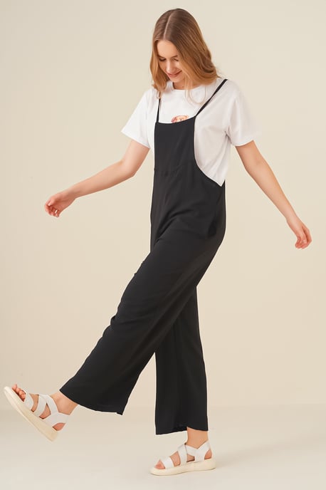Ontspannen Fit Brede Pantalon Jumpsuit met Vierkante Kraag - Image 4