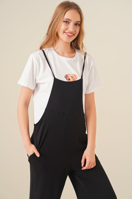 Ontspannen Fit Brede Pantalon Jumpsuit met Vierkante Kraag - Image 5