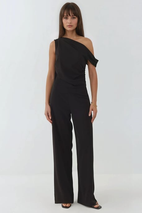 Wijd Gesneden Asymmetrische Kraag Jumpsuit - Image 1