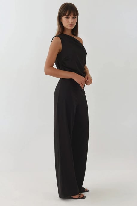 Wijd Gesneden Asymmetrische Kraag Jumpsuit - Image 3