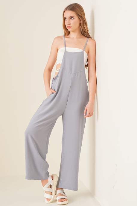 Ontspannen Pasvorm Brede Pijpen Jumpsuit met Vierkante Kraag - Image 2