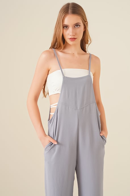 Ontspannen Pasvorm Brede Pijpen Jumpsuit met Vierkante Kraag - Image 4