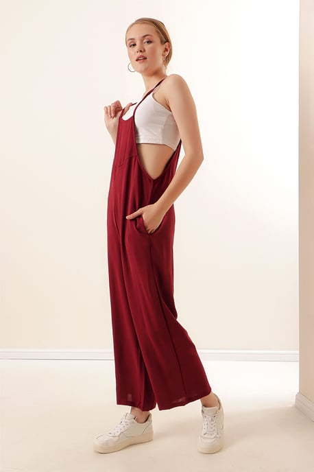 Ontspannen Fit Brede Pantalon Jumpsuit met Vierkante Kraag - Image 3