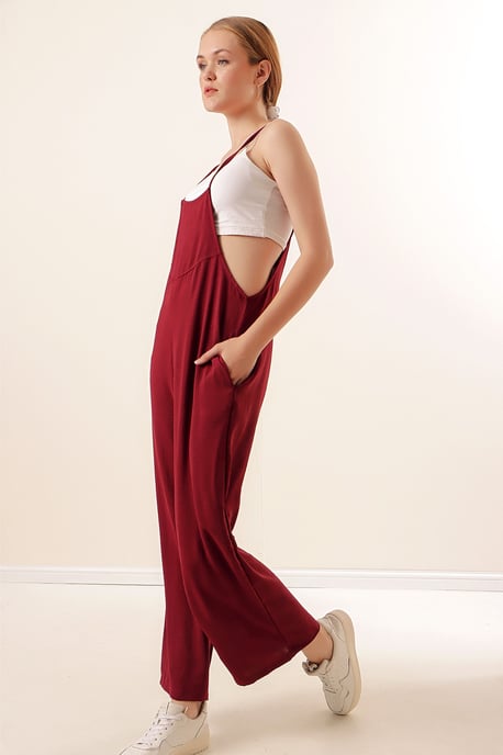Ontspannen Fit Brede Pantalon Jumpsuit met Vierkante Kraag - Image 5