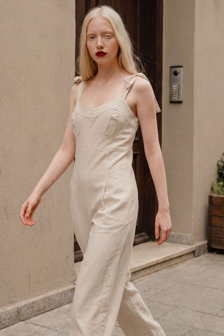 Linnenmix Jumpsuit met Hartvormige Halslijn - Image 5