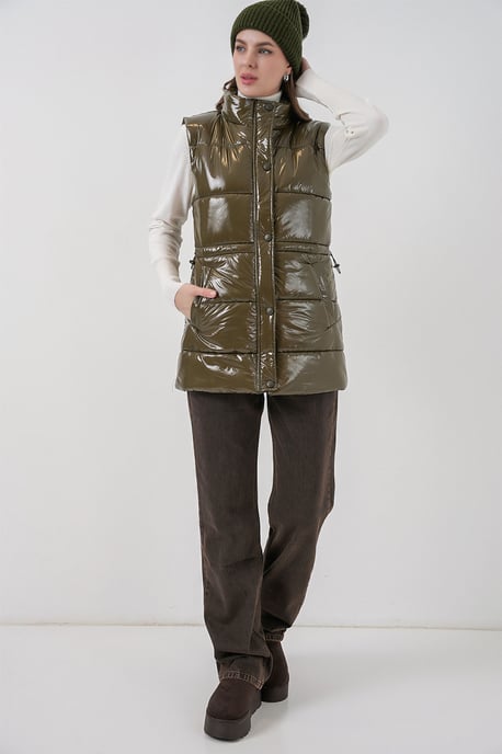 Glinsterende Gevoerde Vest met Rits - Image 3