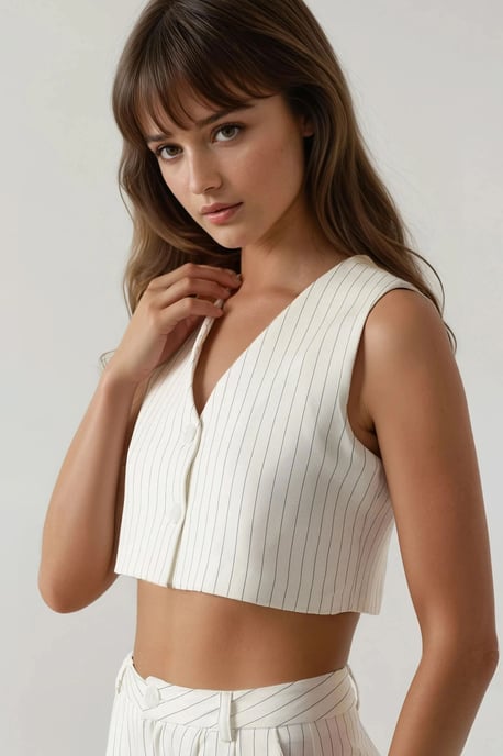 Pika Collectie Aansluitende Gestreepte Crop Top - Image 3