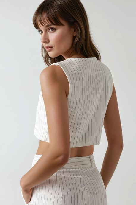Pika Collectie Aansluitende Gestreepte Crop Top - Image 4