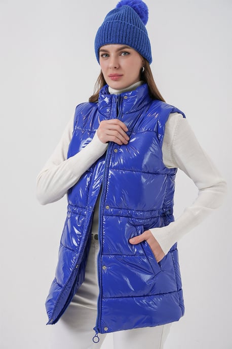 Glanzende Gevoerd Vest met Rits - Image 2