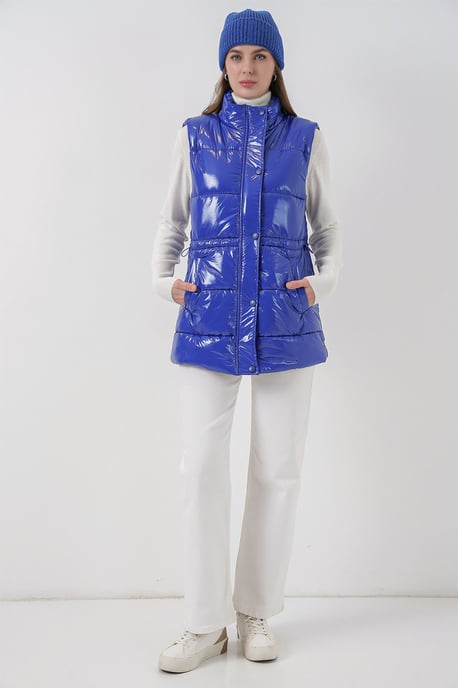 Glanzende Gevoerd Vest met Rits - Image 3