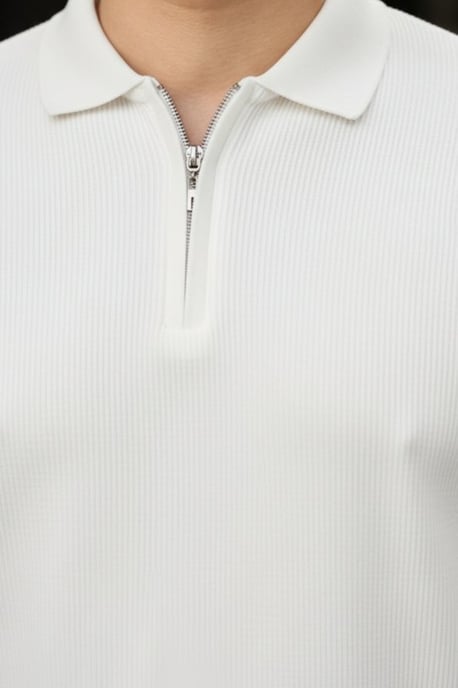 Slim Fit Gebreide Polo Kraag Sweater met Rits - Image 2