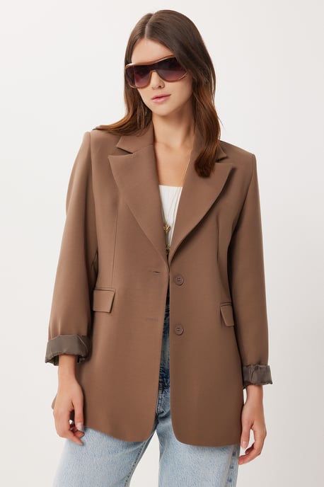 Gevoerde Gabardine Jas met Knopsluiting - Image 2