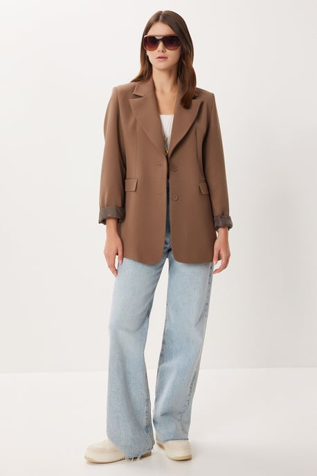 Gevoerde Gabardine Jas met Knopsluiting - Image 3