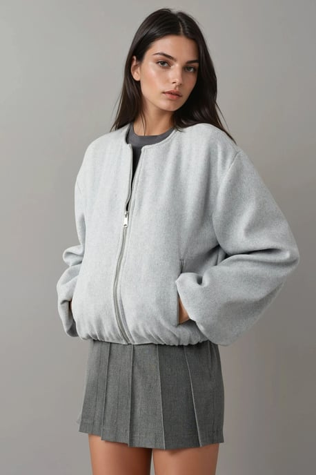 Volledige rits oversized textuur bomberjack - Image 3