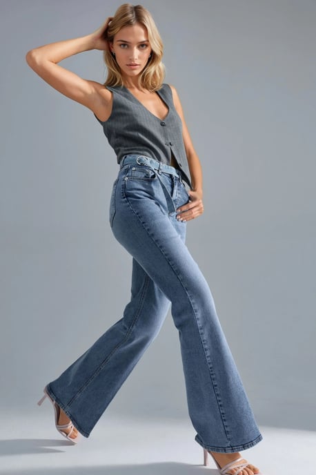 SQUALO Hoge Taille Flare Jeans - Image 2