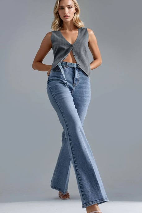 SQUALO Hoge Taille Flare Jeans - Image 4