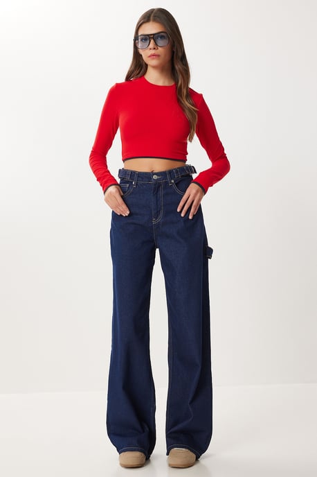 Hoge Taille Baggy Fit Wijde Pijpen Jeans - Image 3