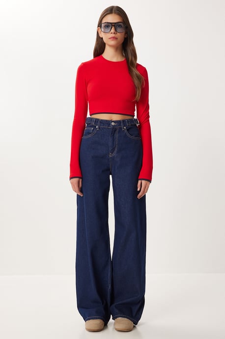 Hoge Taille Baggy Fit Wijde Pijpen Jeans - Image 4