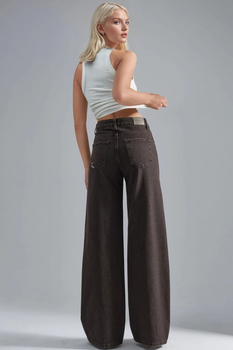 90's Hoge Taille Wijde Pijpen Denim Jeans - Image 4
