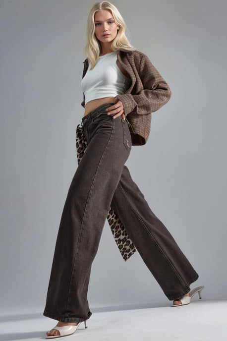 90's Hoge Taille Wijde Pijpen Denim Jeans - Image 5