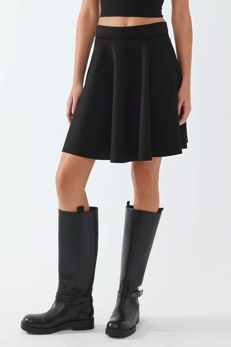 Hoge Taille Faux Suède Minirok met Ritsluiting - Image 1