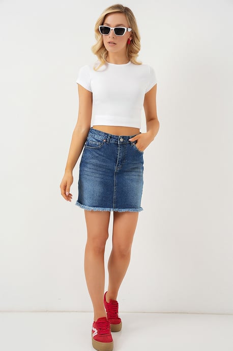 Slim Fit Mini Jeansrok met Knopen - Image 2