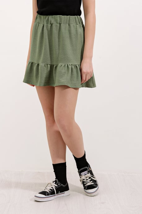 Gestrikte Mini Rok met Rimpeldetail - Image 2