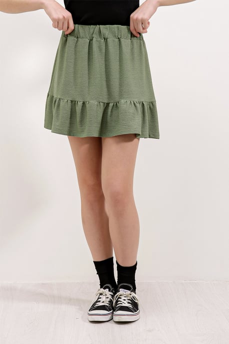Gestrikte Mini Rok met Rimpeldetail - Image 4