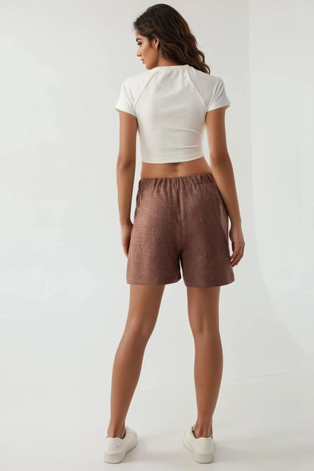 Hoge Taille Geplooide Lyocell Zachte Touch Shorts - Image 4