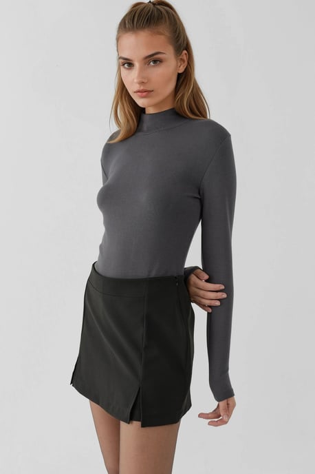 Hoge Taille Mini Skorts met Dubbele Splits - Image 2