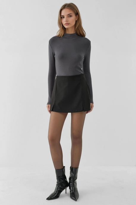 Hoge Taille Mini Skorts met Dubbele Splits - Image 5