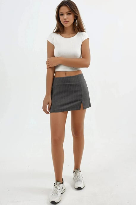 Gestreepte Mini Skorts met Sleufdetail - Image 3